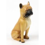 Hundefigur naturalistisch ausgeformte u. bemalte Bulldoge, H ca. 28,5 cm, dezent berieben, gut