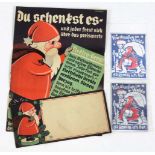 2 Weihnachten Werbebriefe u.a. 2 großformatige lithographierte Prospekte als Kuvert gefaltet, *