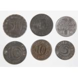 Aachen Kriegsgeld 1917 u. Notmünzen 1920 dabei 1 x 5 u. 2 x 10 Pfennig Kriegsgeld Stadt Aachen