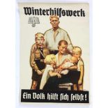 WHW - Plakat farbig lithographiert, hochformatiges Plakat mit 6-köpfiger Familiendarstellung sowie