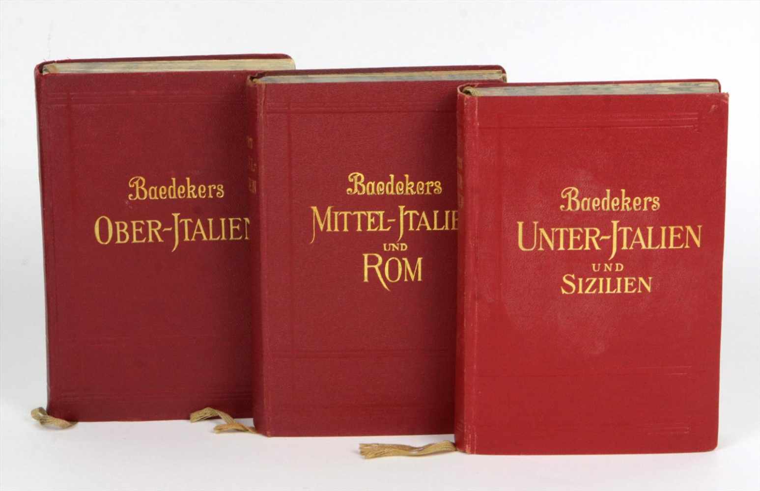 3 Bände Baedeker Italien Handbuch für Reisende von Karl Baedeker, mit *Oberitalien* Ravenna, Florenz