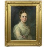 Portrait einer Gräfin Öl/Malplatte unsigniert, umseitige Lebensdaten der dargestellten Bertha Gräfin