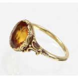 Ring mit Mandarintopas - GG 585 in Gelbgold 585 (14 Karat) gearbeitet u. punziert, quer zur