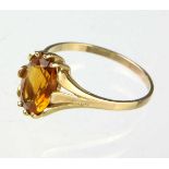 Citrin Ring - GG 333 in Gelbgold 333 (8 Karat) gearbeitet u. punziert, quer zur Ringschiene