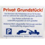 Parkplatzschild Alu Kunststoff beschichtet, querrechteckig mit roter u. überwiegend blauer