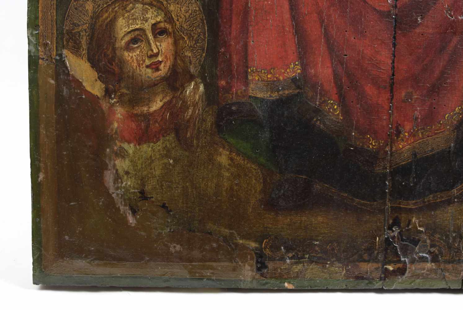 bedeutende Ikone Russland um 1700 große Holzplatte mit kompletter Bemalung, Orthodox, Mutter Gottes, - Image 3 of 14