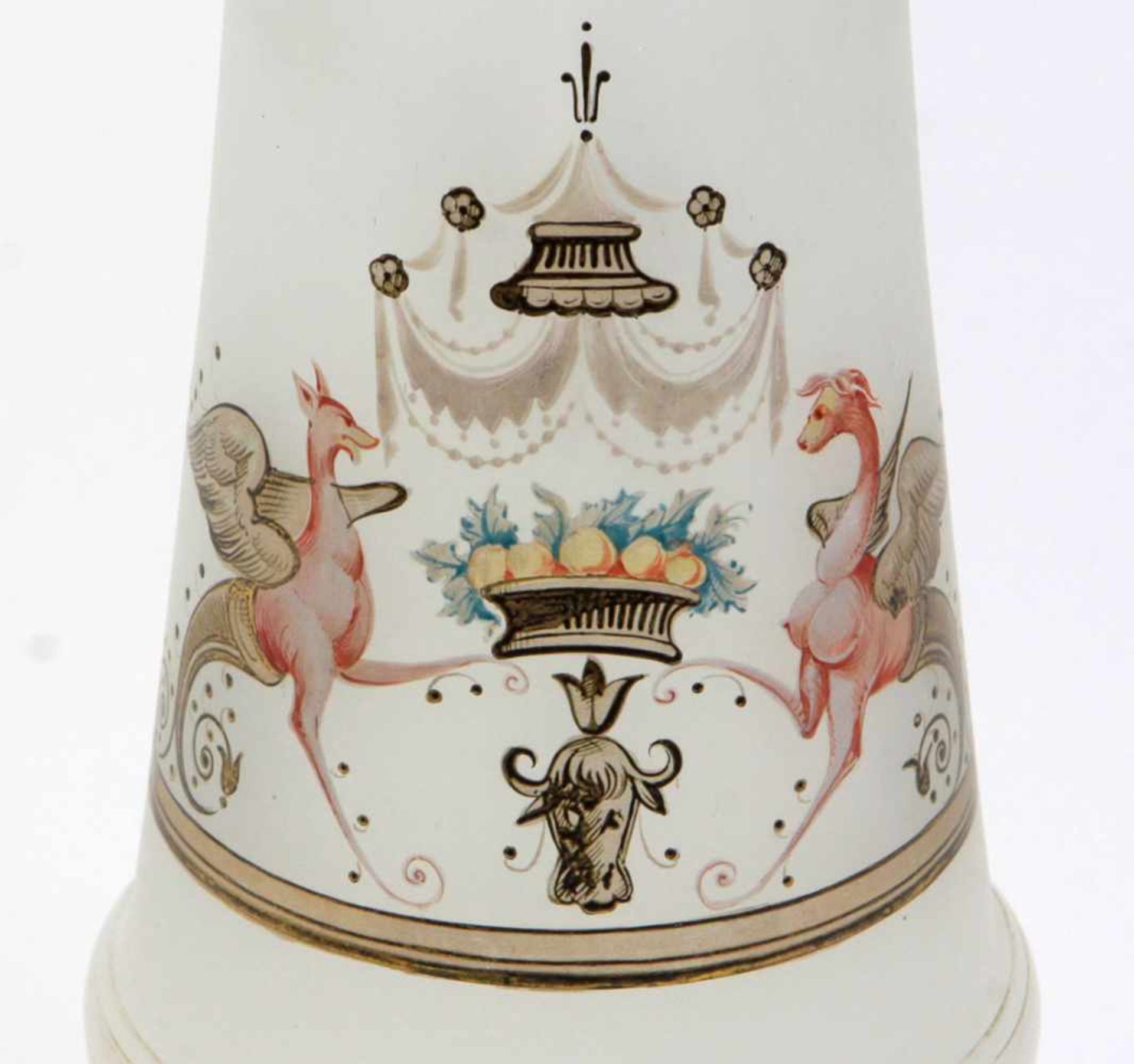 Biedermeier Vase um 1840 farbloses Glas mundgeblasen, mattierte Oberfläche, geschnittene - Bild 2 aus 2