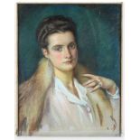 Damenportrait - unbekannter Künstler Pastell unsigniert, weiß gehöht, hochformatiges Porträt einer