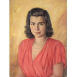 Damenportrait - Janigk, A. Öl/Lwd links unten signiert A. Janigk, hochformatiges Brustbild einer