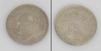 2 1/2 Gulden Niederlande 1929, Wilhelmina, Silber