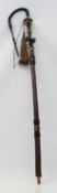 Pfeifengesteck einer Reservistenpfeife, Haselnuß mit geschnitztem Horn, L. 103 cm