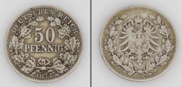 50 Pfennig Deutsches Reich 1877 F, Silber