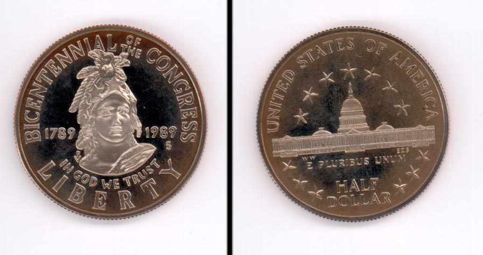 1/2 Dollar USA 1989, 200 Jahre Kongress, PP