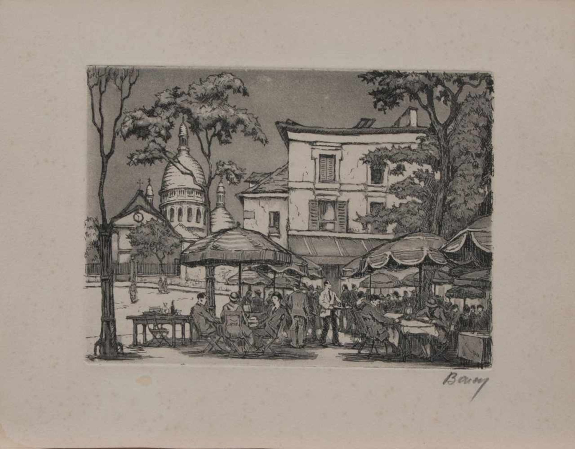 Maurice La Bany (zugeschr.) (französischer Maler u. Grafiker d. 1. Hälfte d. 20. Jh.) Straßencafe in