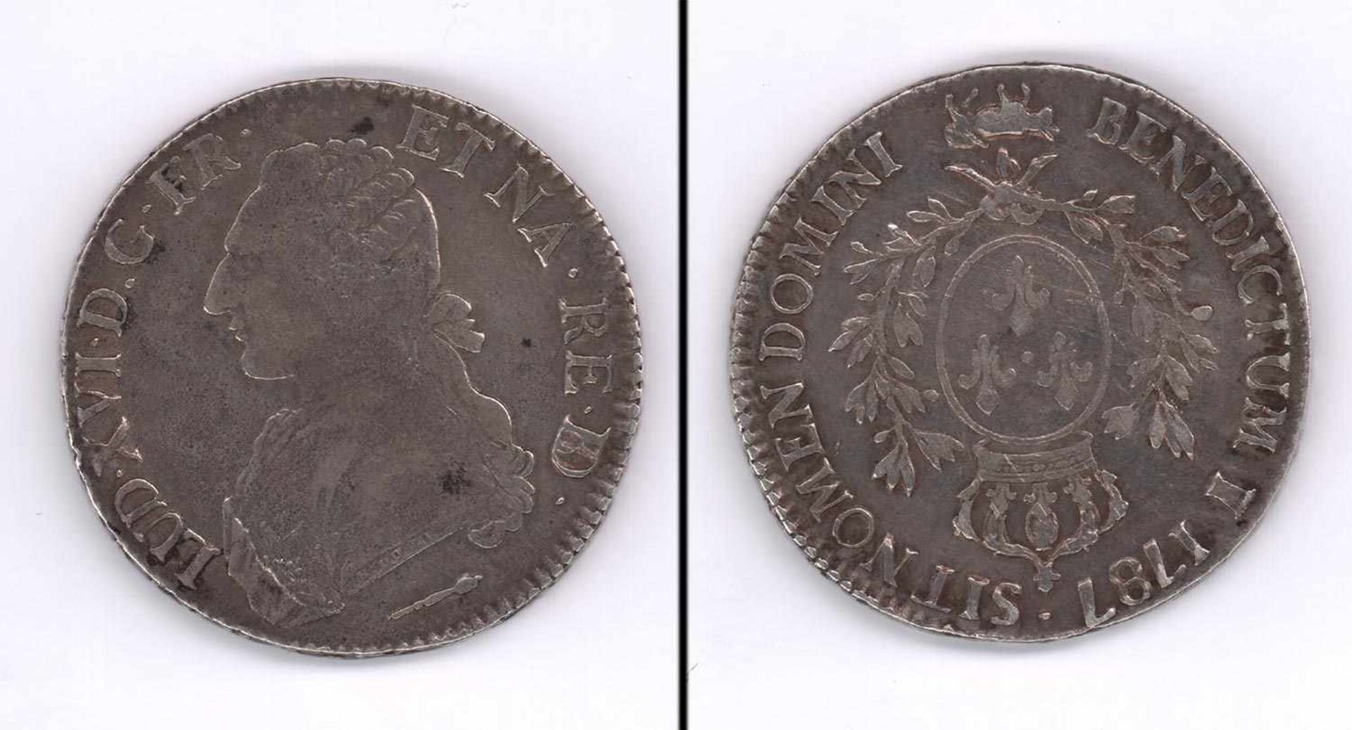 1 Ecu Frankreich 1787, Ludwig XVI., Silber, ss
