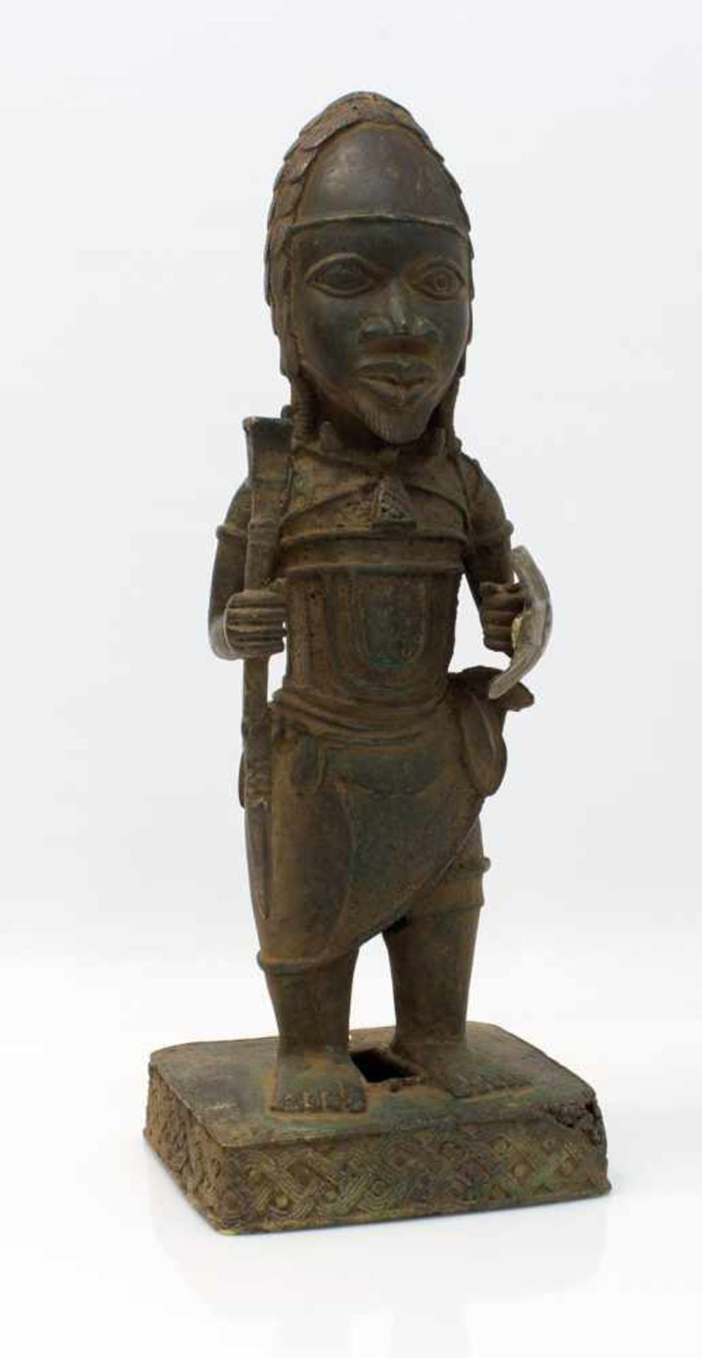 Kriegerfigur Kamerun/ Mali 20. Jh., Bronze, H. 41 cm