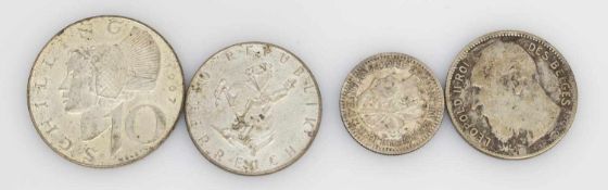 4 Silbermünzen verschiedene Länder