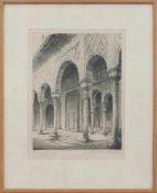 Juan Valdes (spanischer Grafiker d. 19./ 20. Jh.) Alhambra Granada Original Radierung, 23,5 x 18 cm,