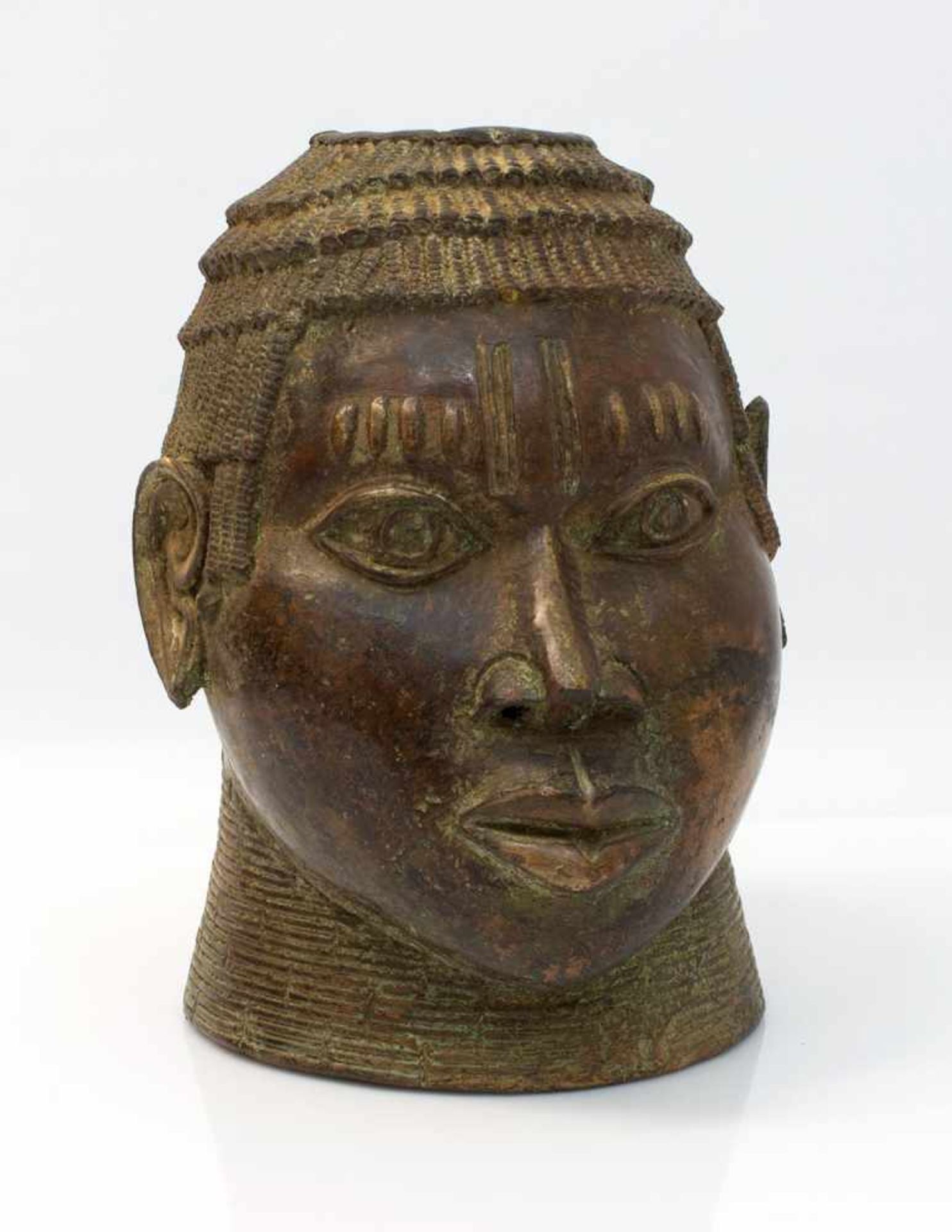 Bronzekopf Kamerun, 20. Jh., H. 27 cm