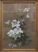 L. de. Harguens (Stilllebenmaler d. 19./ 20. Jh.) Stillleben mit Blütenzweig Gouache, 59 x 40 cm,