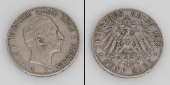 5 Mark Preussen 1903, Wilhelm II., Silber