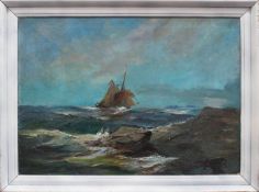 Johann Jacobsen (1883 - 1953, dänischer, impressionistischer Landschaftsmaler) Segler auf Hoher