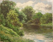 Ludwig Obst (Metzles/ Böhmen 1900 -, in Ludwigsburg tätiger, deutscher Landschaftsmaler) Waldsee