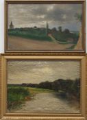 Hohenbrück (Landschaftsmaler des 19./ 20. Jh.) Paar Landschaften Öl/ Malpappe, 19,5 x 27 cm/ 17 x 27