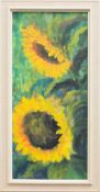 B. Grandisch (Stilllebenmaler des 20. Jh.) Sonnenblumen Öl/ Leinwand, 53 x 23,5 cm, gerahmt,