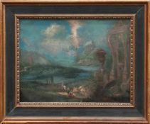 Barockmaler (romantischer Landschaftsmaler um 1800) Abend an einer südlichen Küste Öl/ Kupfer, 12