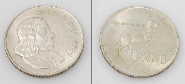 1 Rand Südafrika 1966, Legend in Afrikaans - "Suid Afrika", Silber