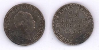 2 1/2 Silbergroschen Preussen 1855, Friedrich Wilhelm IV., Silber