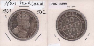 25 Cents Neufundland 1904 H, Edward VII., Silber, ss