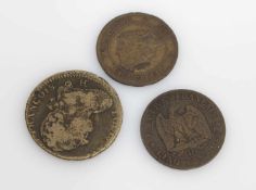 Lot Frankreich 3 Kleinmünzen 1792 - 1883, ss - fvz.
