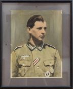 Soldatenfoto Foto eines Soldaten der Wehrmacht, II. WK, 23,5 x 17,5 cm, gerahmt