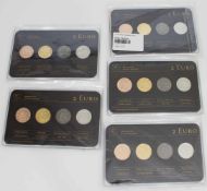 5 x 2 Euro Edelmetallsets BRD 2010 Bremer Roland, BRD 2012 Neuschwanstein, BRD 2013 Maulbronn, BRD