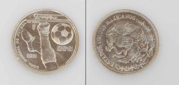 50 Peso Mexiko 1986, Fußball WM, Silber, stgl.