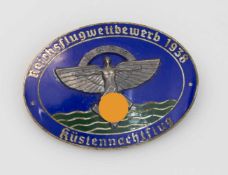 Abzeichen III. Reich, "Reichsflugwettbewerb 1938 - Küstennachtflug", Weißmetall emailliert, Herst.