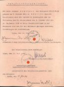 Verpflichtungsschein III. Reich, für 10 weitere Dienstjahre in der Wehrmacht, Guben 1936