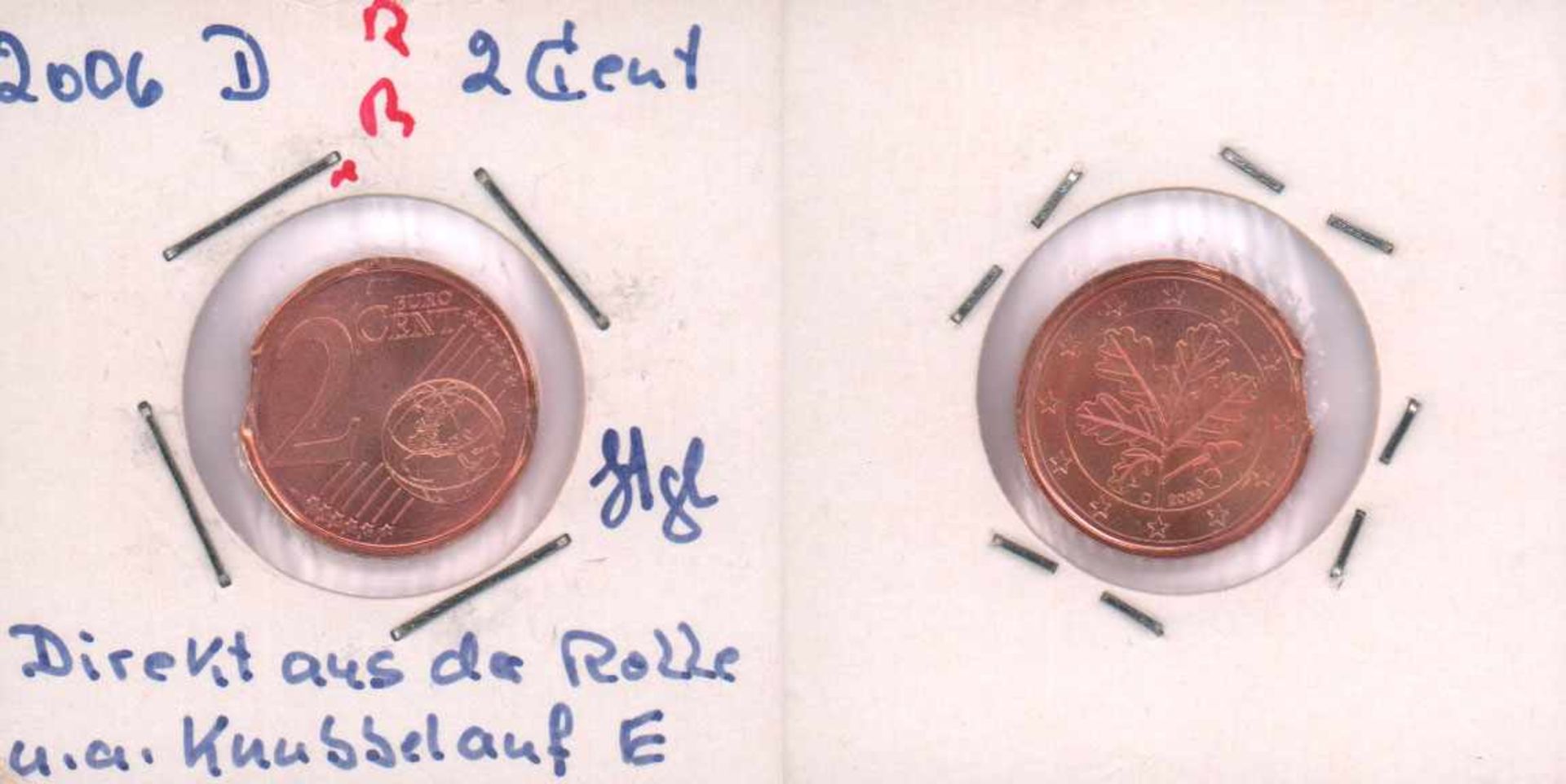 2 Cent BRD 2006 D, Rand links verprägt, stgl. aus Rolle