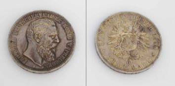 5 Mark Preussen 1888 A, Kaiser Friedrich, Silber, vz-stgl