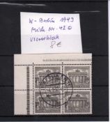 Briefmarken West-Berlin 1949, Michel Nr. 42 (Viererblock), gestempelt