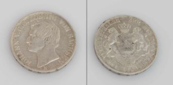 1 Vereinsthaler Sachsen - Albertinische Linie 1861 B, Johann, Silber, 18,50g, Randkerbe