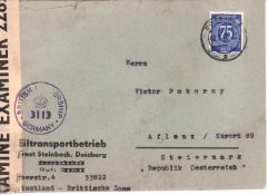 Brief Alliierte Besetzung, Michel Nr. 93, gestempelt, mit Zensurstempel d. britischen Besatzung
