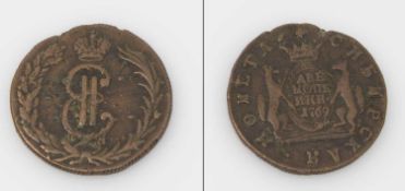 2 Kopeken Russland/ Sibirien 1769, Katharina II., Kupfer, G. 12,65g