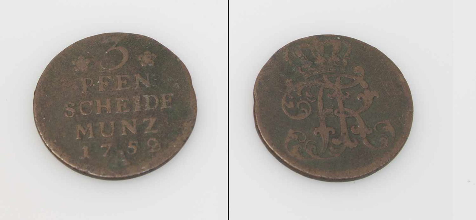 3 Pfennig Preussen 1752 A, Friedrich II., ss