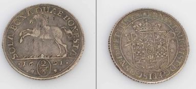 1 Gulden (2/3 Taler) Braunschweig und Lüneburg, Linie Calenberg-Hannover 1691, Ernst August 1679-