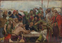 Unbekannter Kopist nach Ilja Repin "Die Saporoger Kosaken schreiben dem türkischen Sultan einen