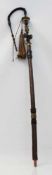 Pfeifengesteck einer Reservistenpfeife, Haselnuß mit geschnitztem Horn, L. 103 cm