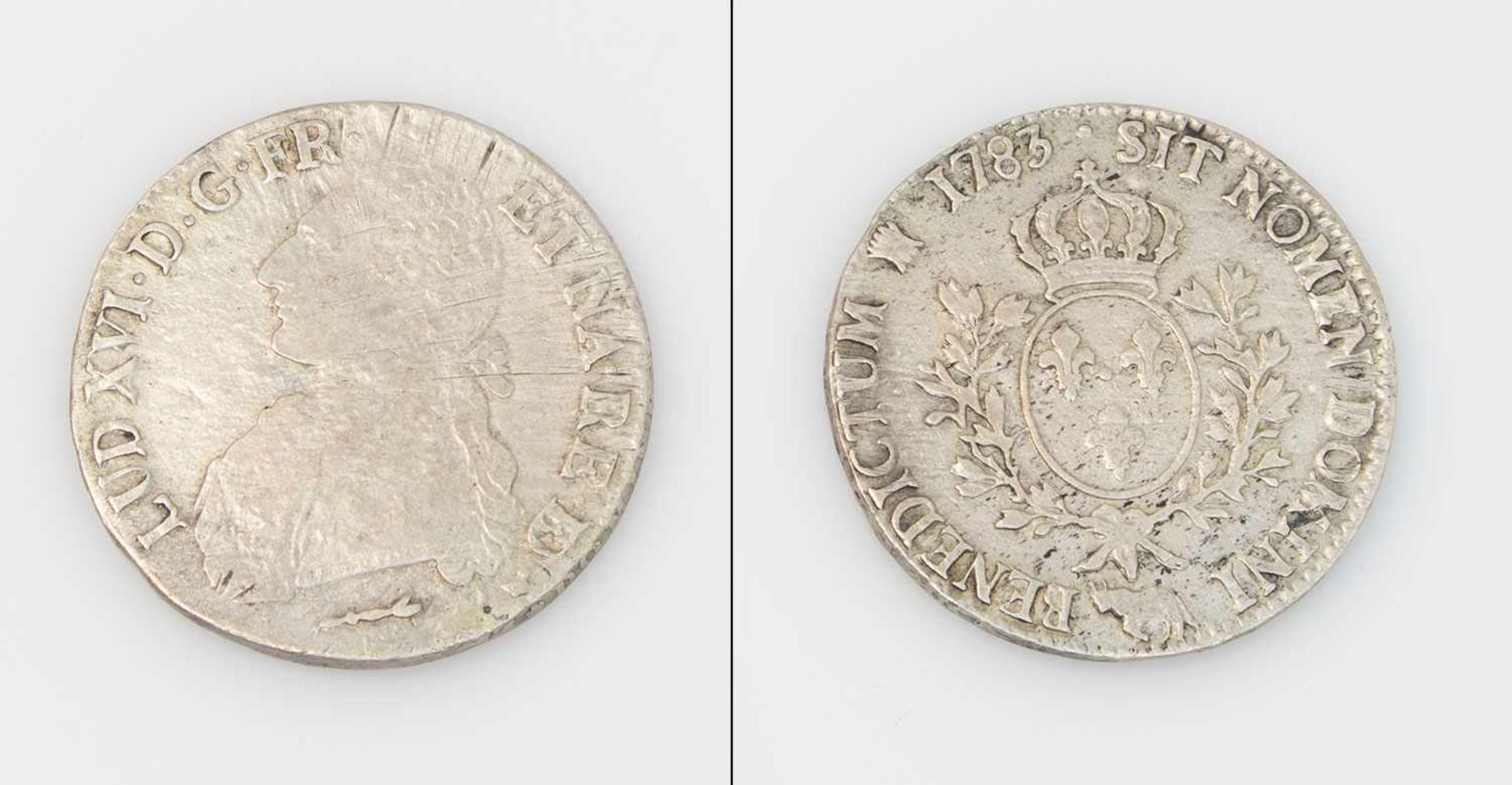 1 Ecu Frankreich 1783, Ludwig XVI., Silber, ss